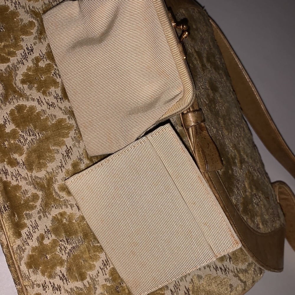 Vintage 1950's Cream Velvet & Leather Bag by Bienen Davis. - Picture 8 of 8